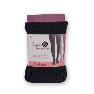 Secret Treasures Women Opaque/Cable Tights, 2 Pair